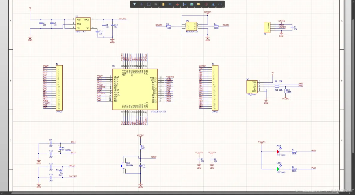 STM32F103C8/BT6最小系统原理图、PCB_程序存储_02